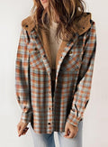 R&B | Plaid Jacke Langarm Schnalle Wolle mit Kapuze