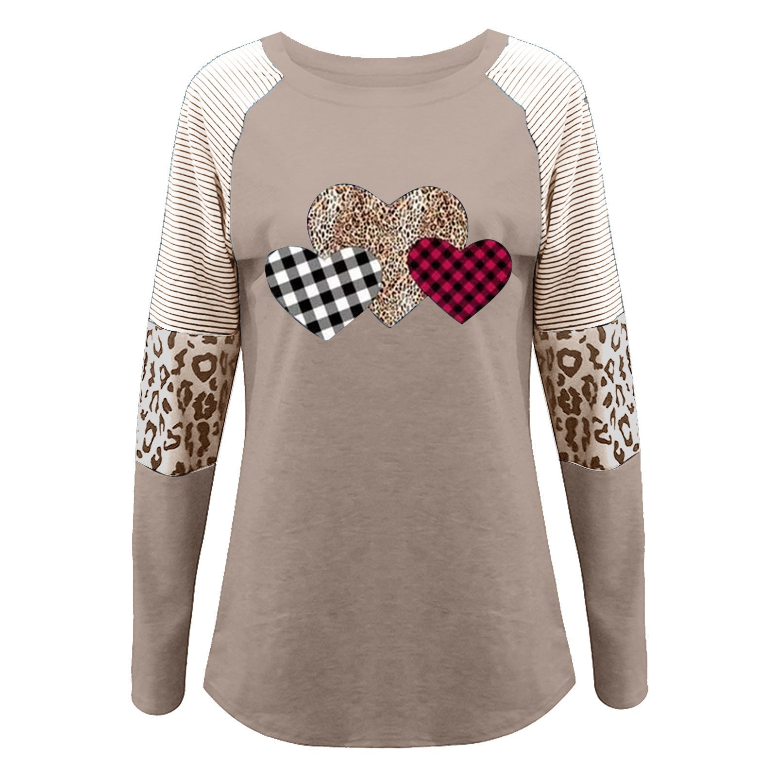 Damen Raglan-Shirt mit Herz-Design und Leo-Detail R&B