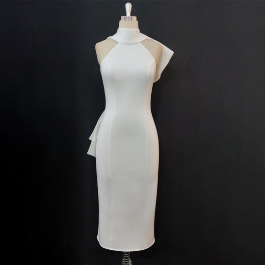Damen Elegantes Etuikleid mit asymmetrischem Design und schwingendem Detail R&B