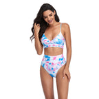 Damen Bikini-Set mit hohem Bund und modischem Wickeldesign