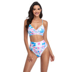 Damen Bikini-Set mit hohem Bund und modischem Wickeldesign