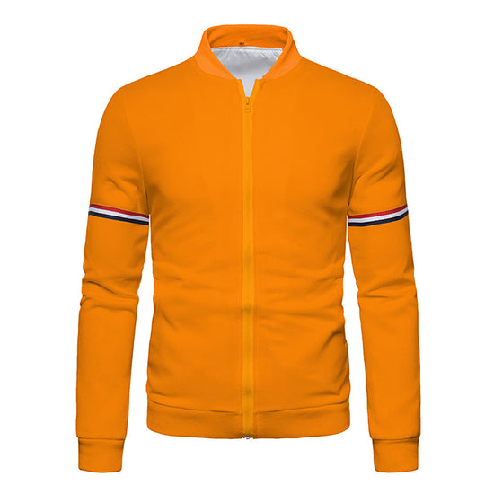 Herren sportliche Zip-Jacke mit strukturierter Oberfläche und Kontraststreifen R&B