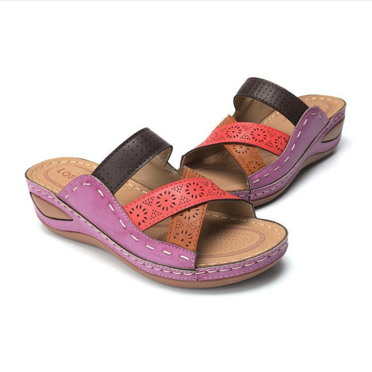 Damen Bequemliche Riemensandalen mit Blütenmuster R&B