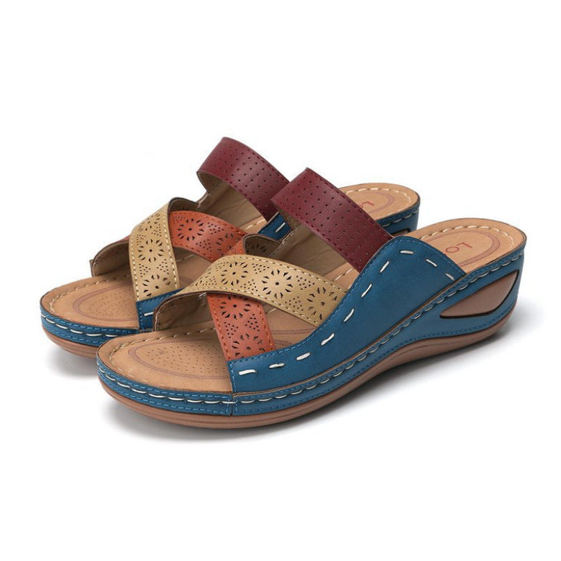 Damen Bequemliche Riemensandalen mit Blütenmuster R&B