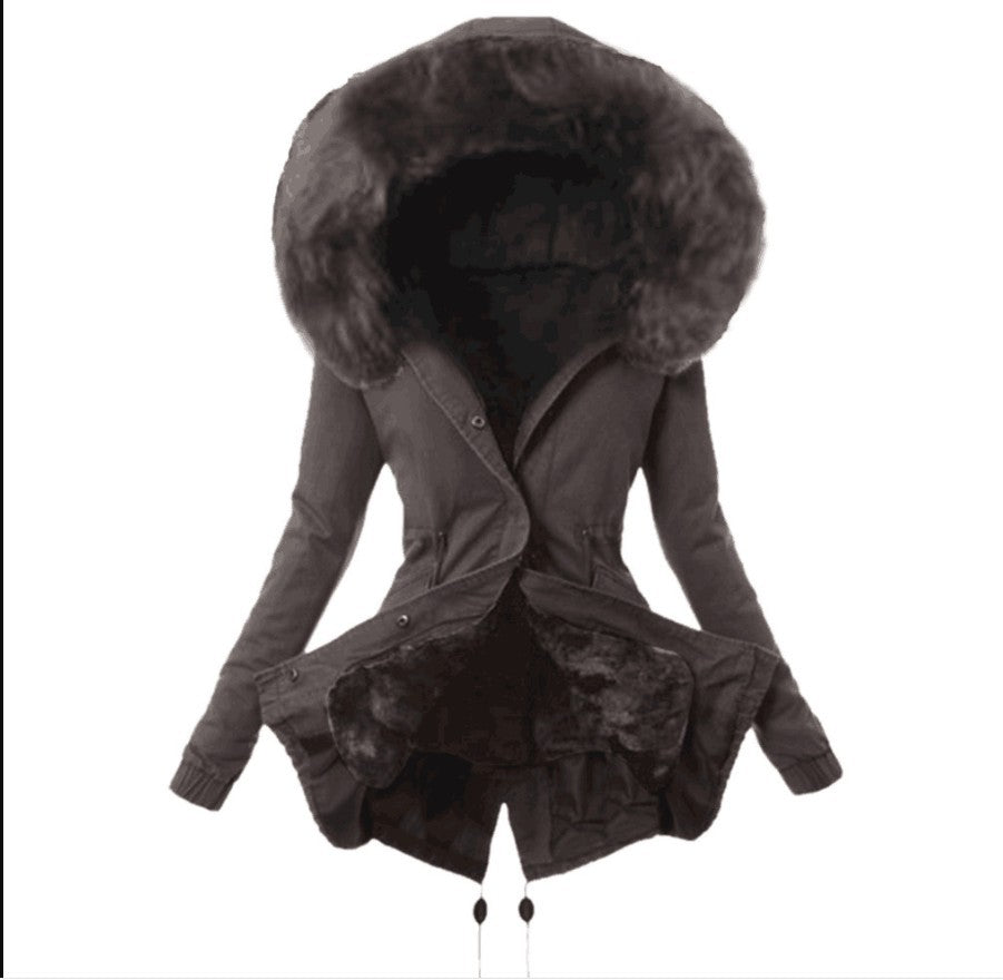 Damen modische Parka mit abnehmbarem Pelzkragen R&B