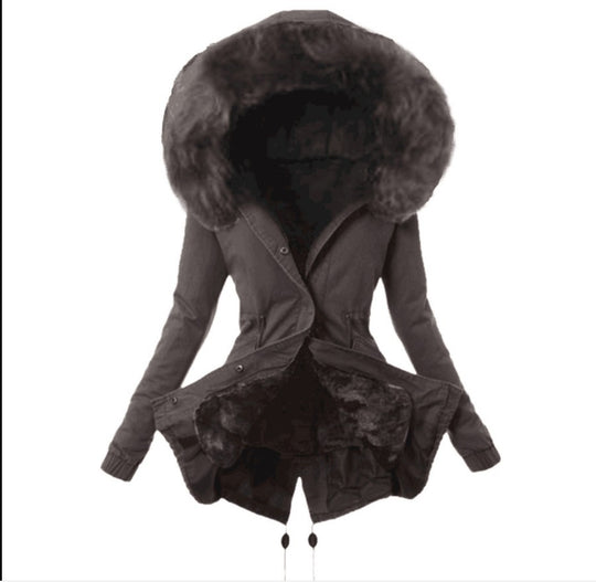 Damen modische Parka mit abnehmbarem Pelzkragen R&B