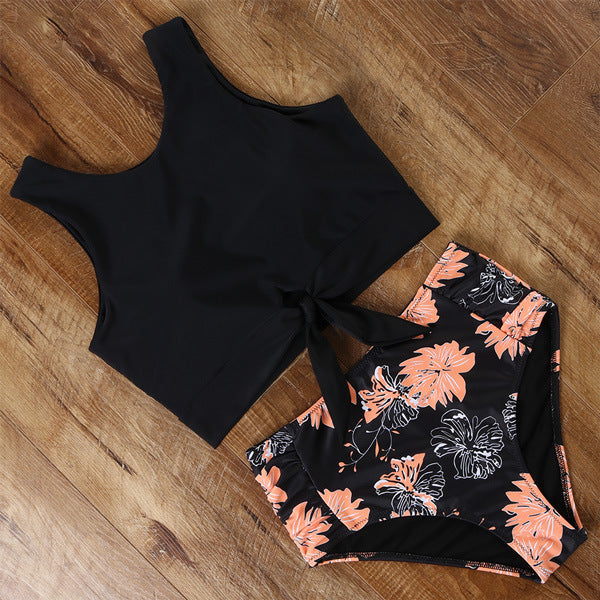 Damen Sportliches Bikini-Set mit modischem Crop-Top und hochtailliertem Slip R&B