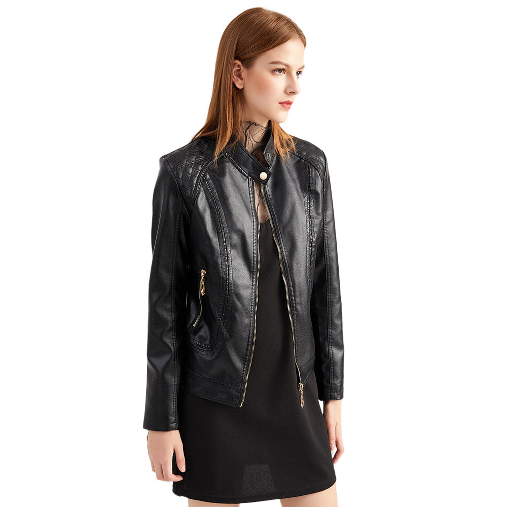 Damen Kunstlederjacke mit modischen Steppdetails R&B