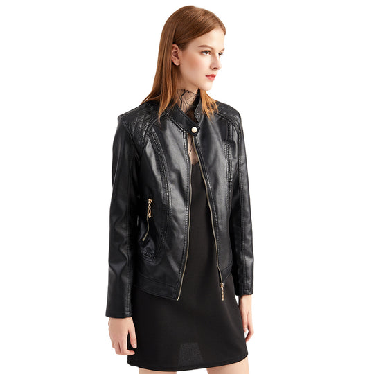 Damen Kunstlederjacke mit modischen Steppdetails R&B