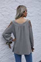 Damen Oberteil mit Leopardenmuster und voluminösen Ärmeln R&B