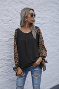 Damen Oberteil mit Leopardenmuster und voluminösen Ärmeln R&B