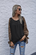Damen Oberteil mit Leopardenmuster und voluminösen Ärmeln R&B