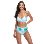 Damen Bikini-Set mit hohem Bund und modischem Wickeldesign