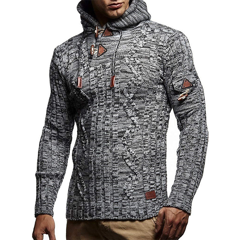 Herren Strickpullover mit Kapuze und hochwertiger Struktur R&B