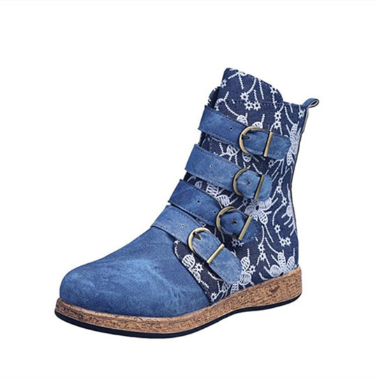 Damen modische Stiefeletten mit bunten Verzierungen und komfortabler Sohle R&B