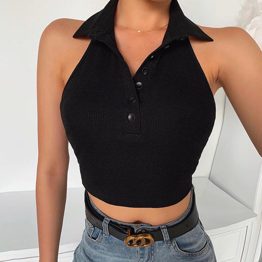 Damen Bateau-Ausschnitt Top mit Knopfdetails R&B