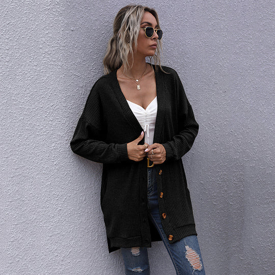 Damen Strickjacke mit geripptem Design und praktischen Taschen R&B