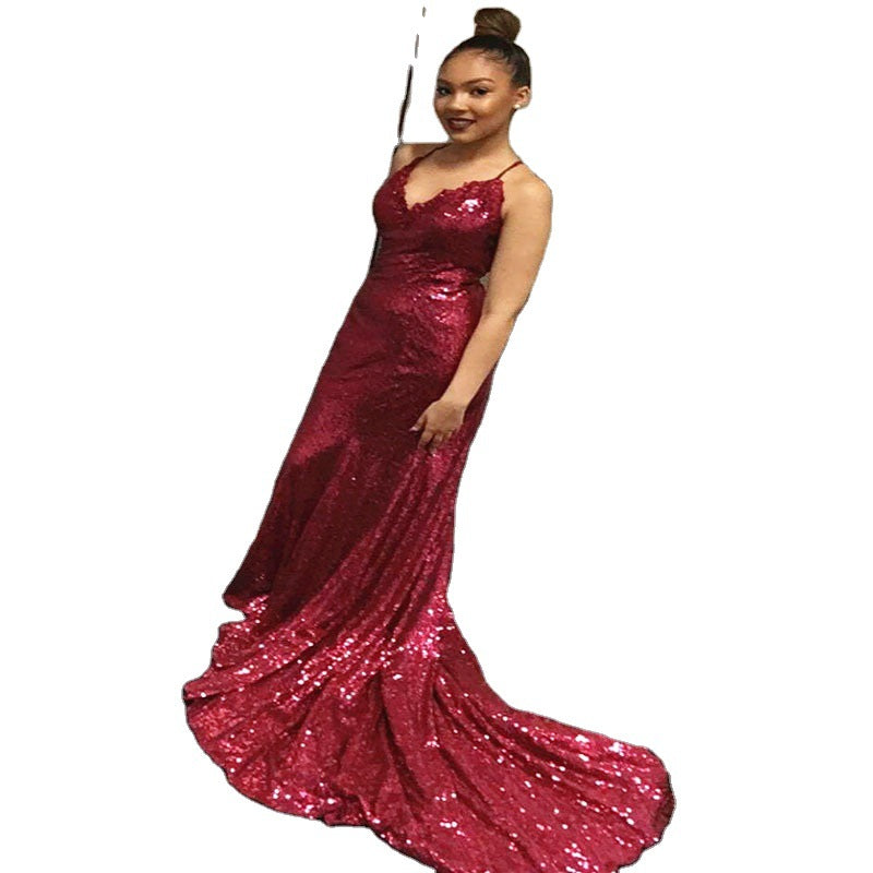 Damen Glamouröses Langarmkleid mit schimmernden Pailletten R&B
