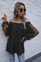 Damen Oberteil mit Leopardenmuster und voluminösen Ärmeln R&B