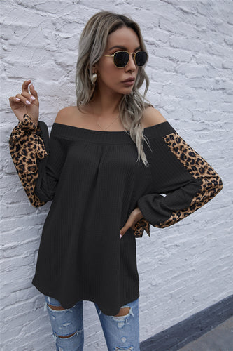 Damen Oberteil mit Leopardenmuster und voluminösen Ärmeln R&B
