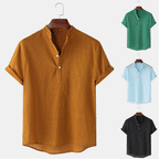 Herren Kurzarmhemd mit innovativem Henley-Ausschnitt und fließendem Material