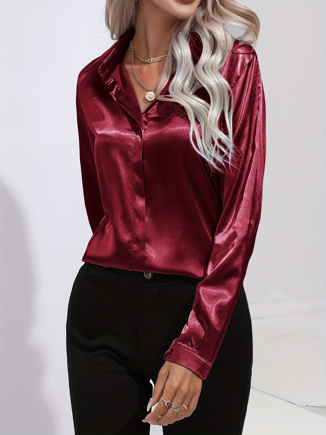 R&B | Damen Elegante Satinbluse