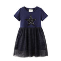 Mädchen Kleid mit glitzerndem Sternenmotiv und Tüllrock R&B