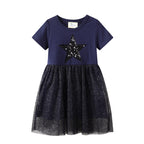 Mädchen Kleid mit glitzerndem Sternenmotiv und Tüllrock R&B