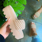 Damen trendige Badesandalen mit geflochtenem Obermaterial und rutschfester Sohle R&B