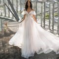 Damen Elegantes Hochzeitskleid mit transparenten Puffärmeln und glitzerndem Oberteil R&B