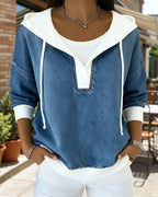 R&B | Sweatshirt mit Schnürung und Denim Einsätzen
