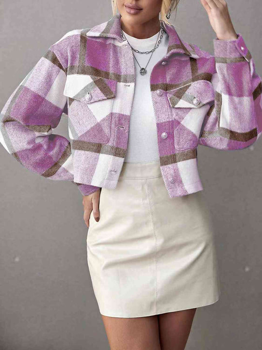 R&B | Karierte Kragenknopf Jacke