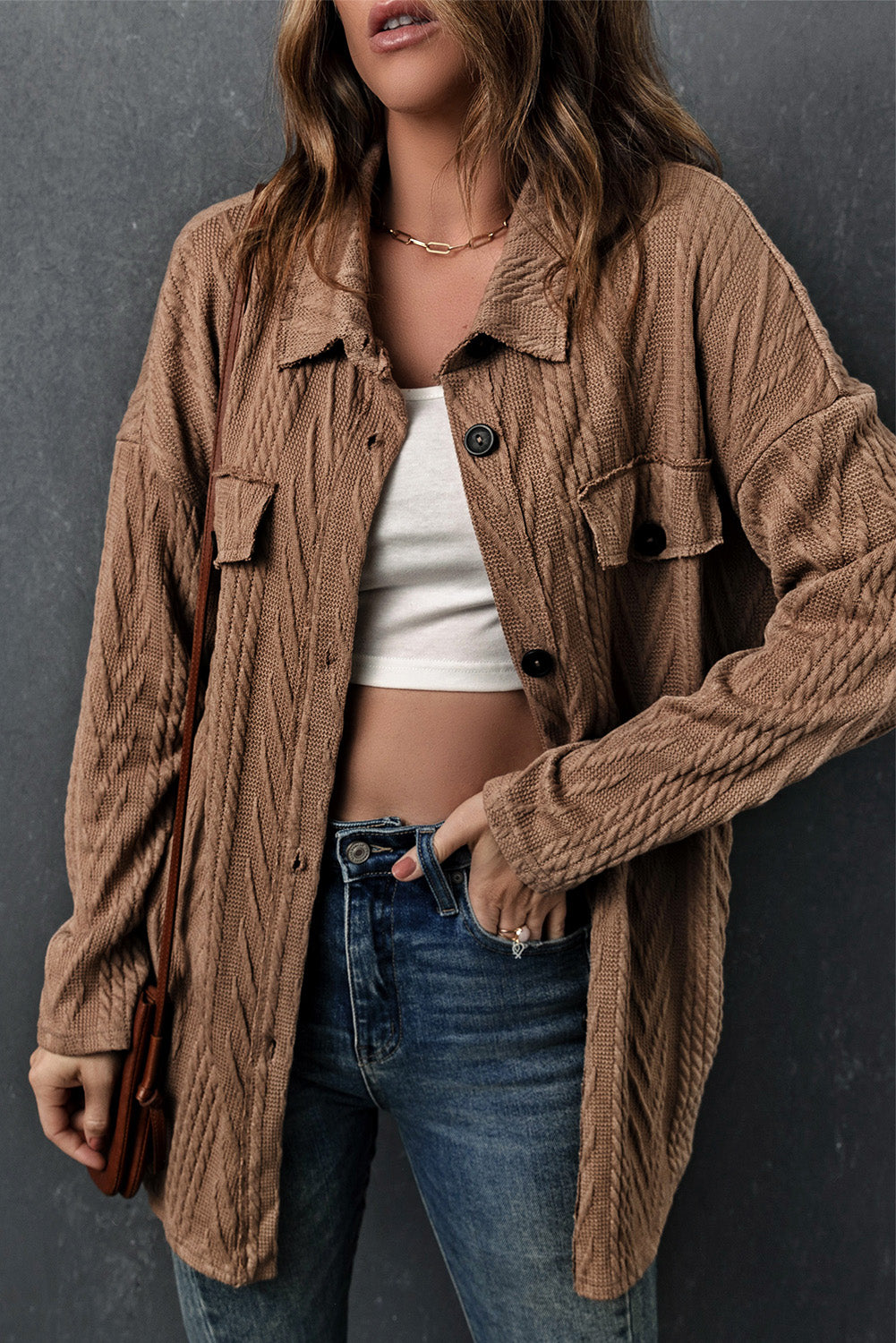 R&B | Gestrickte Bluse mit Knopfleiste Baumwollmix Perfekt für Lagenlook
