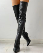 R&B | Overknee Stiefel mit Goldenem Absatz und Reißverschlussdetail
