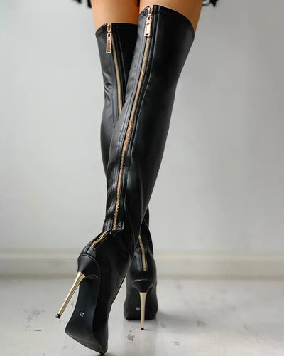 Heidi-Mode | Überknee Stiefel mit Ener Ferse und Reißverschluss