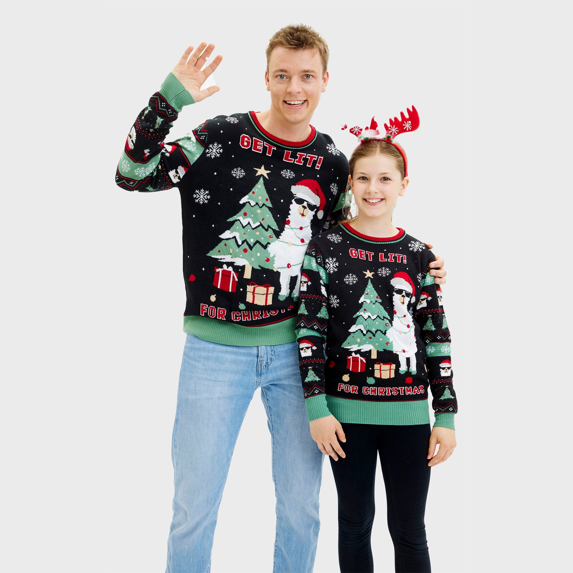 R&B | Get Lit Llama Weihnachten Weihnachts-Pullover Herren