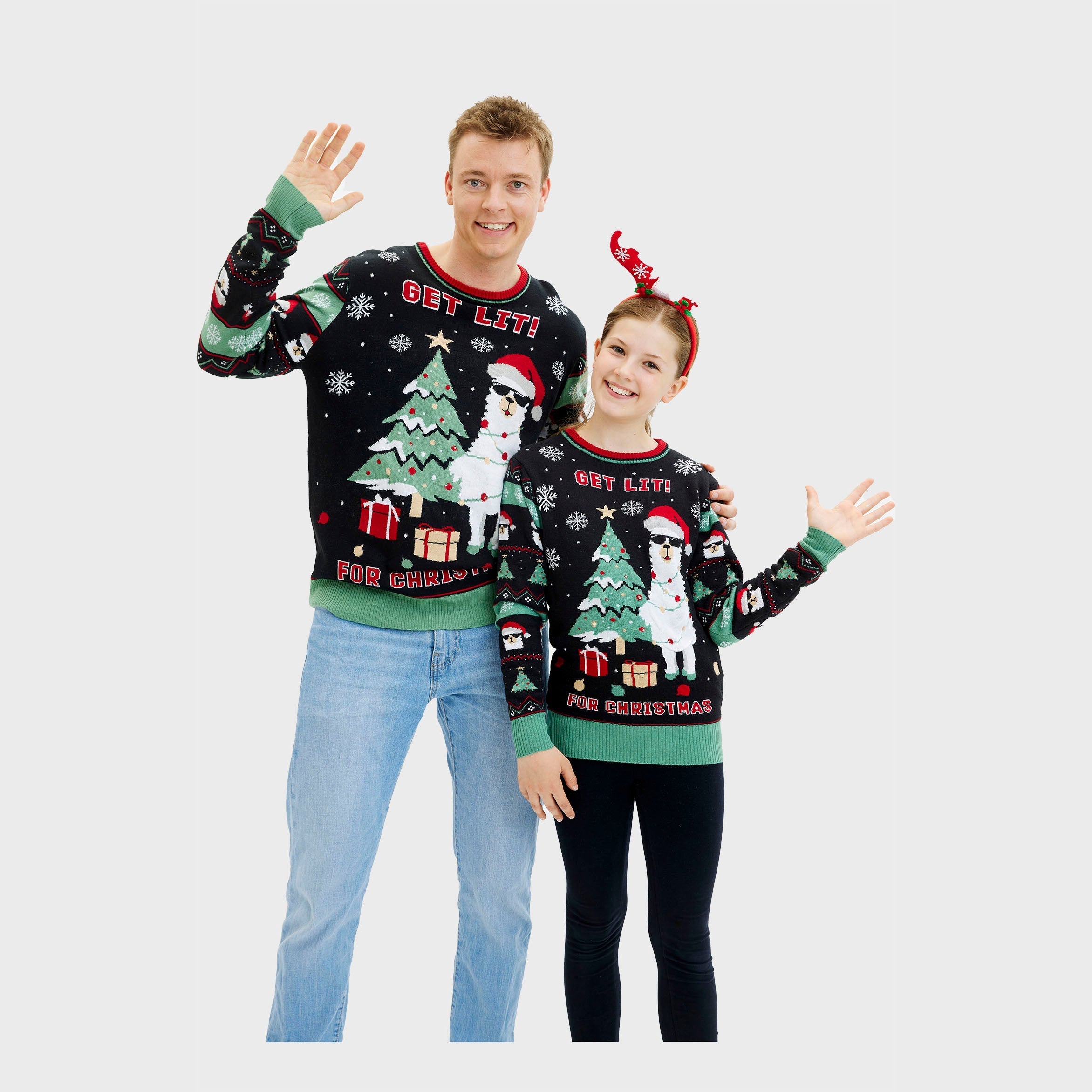 R&B | Get Lit Llama Weihnachten Weihnachts-Pullover Herren