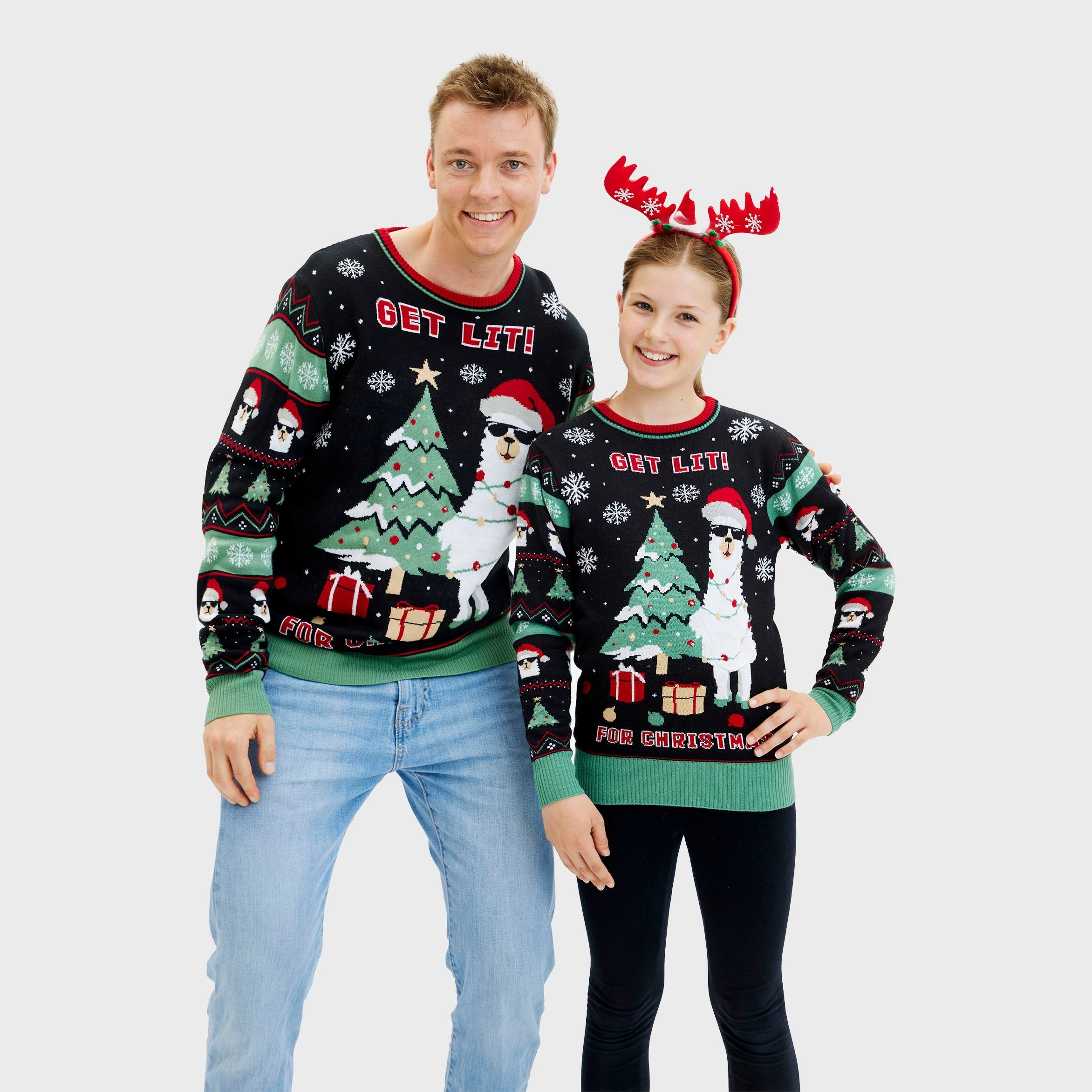 R&B | Get Lit Llama Weihnachten Weihnachts-Pullover Herren