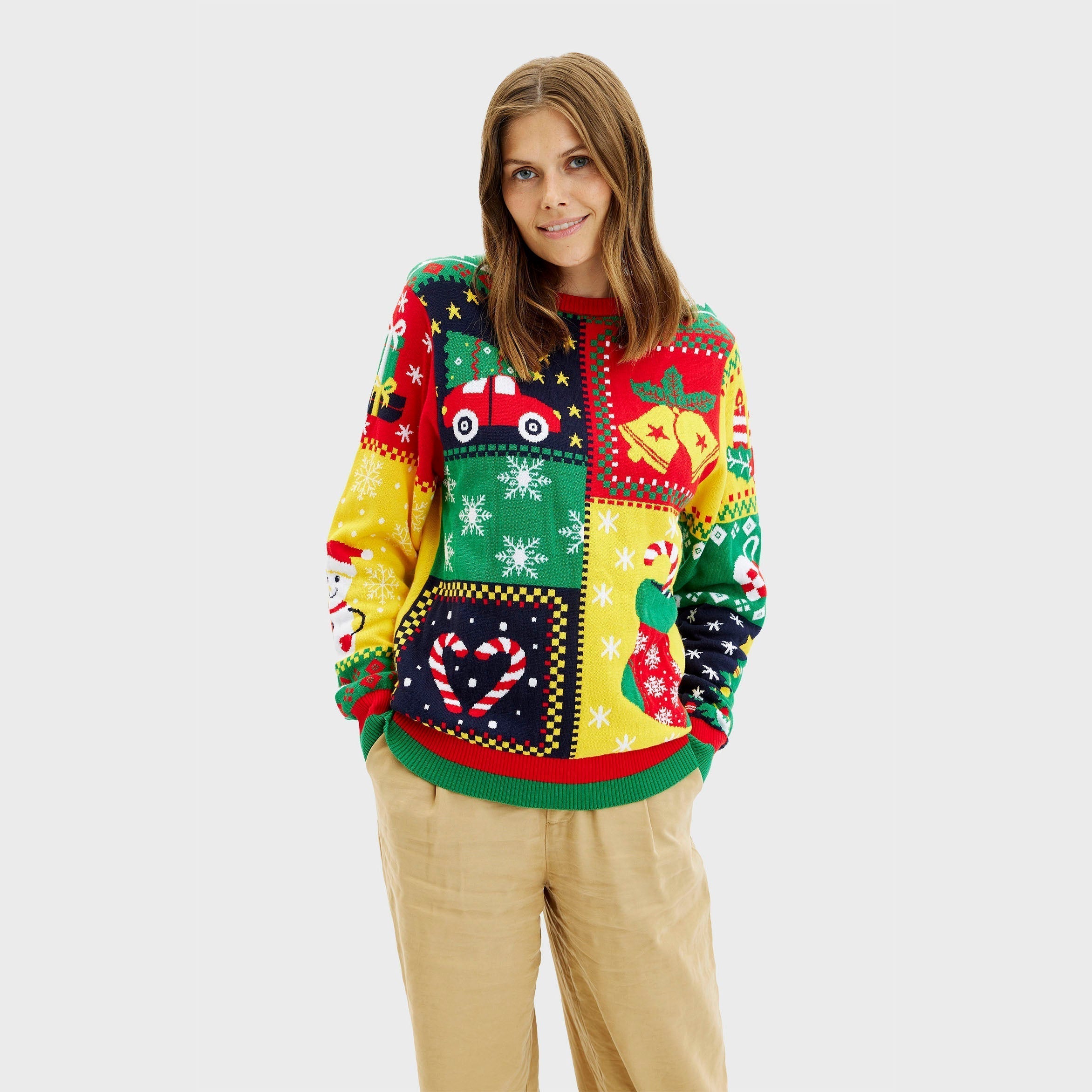 R&B | Der Patchwork Weihnachtspullover Frauen
