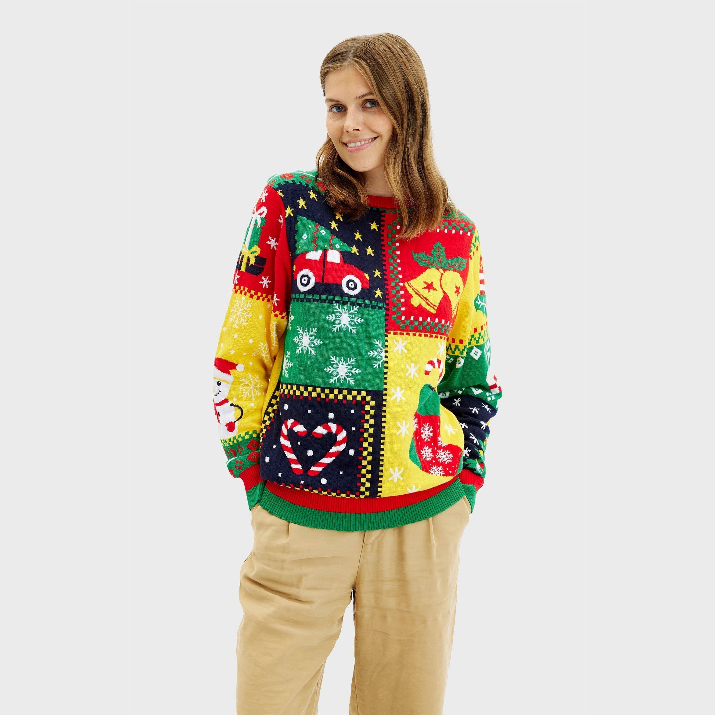 R&B | Der Patchwork Weihnachtspullover Frauen