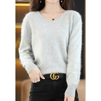 R&B | Pullover Damen V-ausschnitt Leichter und Weicher Strickpullover