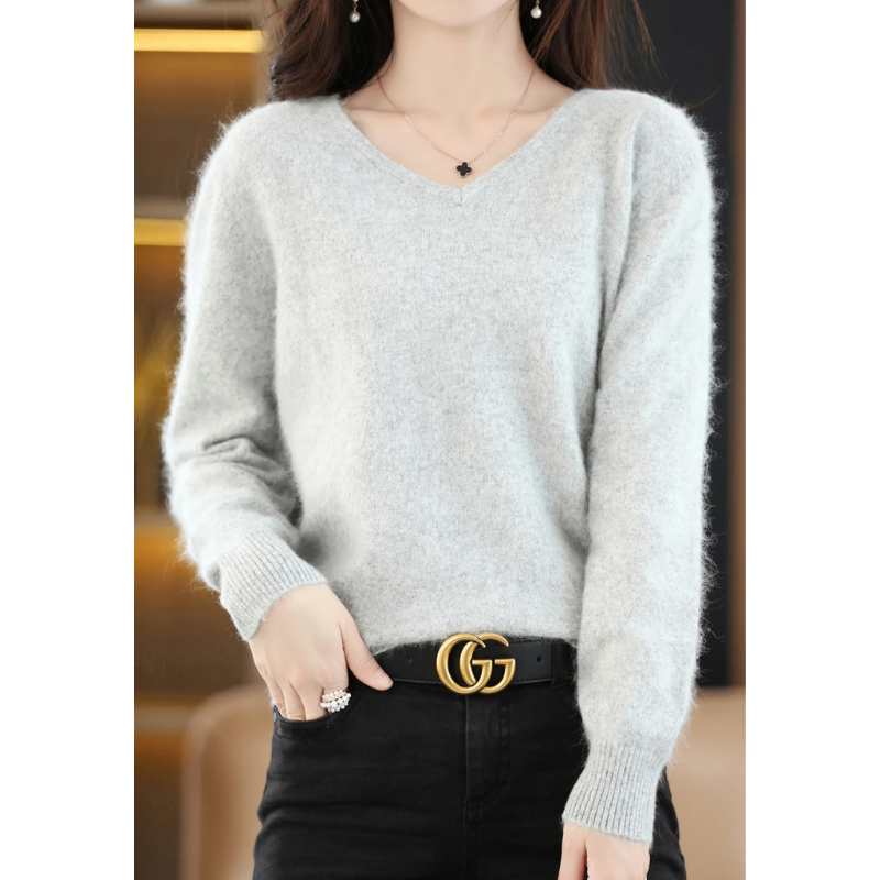 R&B | Pullover Damen V-ausschnitt Leichter und Weicher Strickpullover