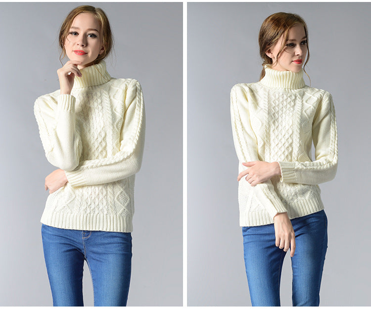 R&B | Damen Rollkragenpullover mit langen Ärmeln und Kabelstrick