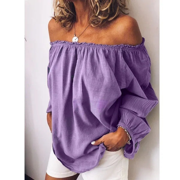 R&B | Off Shoulder Bluse mit Eleganten Ballonärmeln