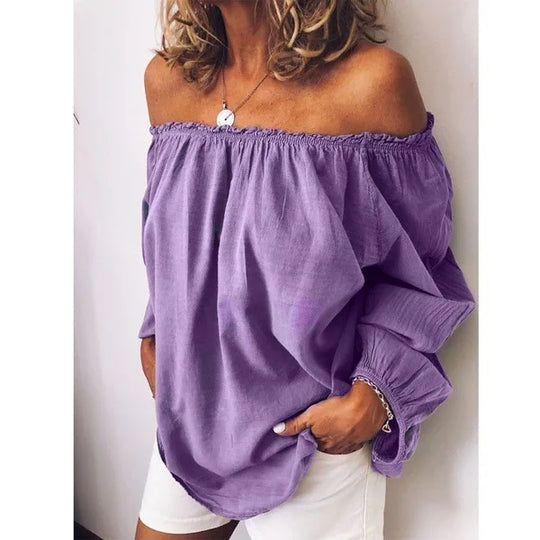 R&B | Off Shoulder Bluse mit Eleganten Ballonärmeln