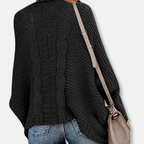 R&B | Woll Übergroßer Cardigan Gerippter Offener Fronttaschen Cardigan