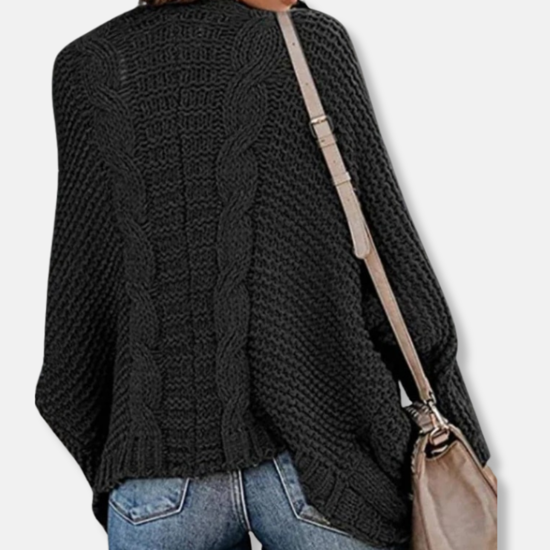 R&B | Woll Übergroßer Cardigan Gerippter Offener Fronttaschen Cardigan