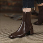 R&B | Stiefel mit Quadratischer Zehenpartie und Elastischen Stricksocken