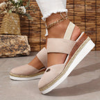 R&B | Damen Sandalen Auf Plattform: Rutschfest, Geschlossene Zehe, Elastischer Riemen