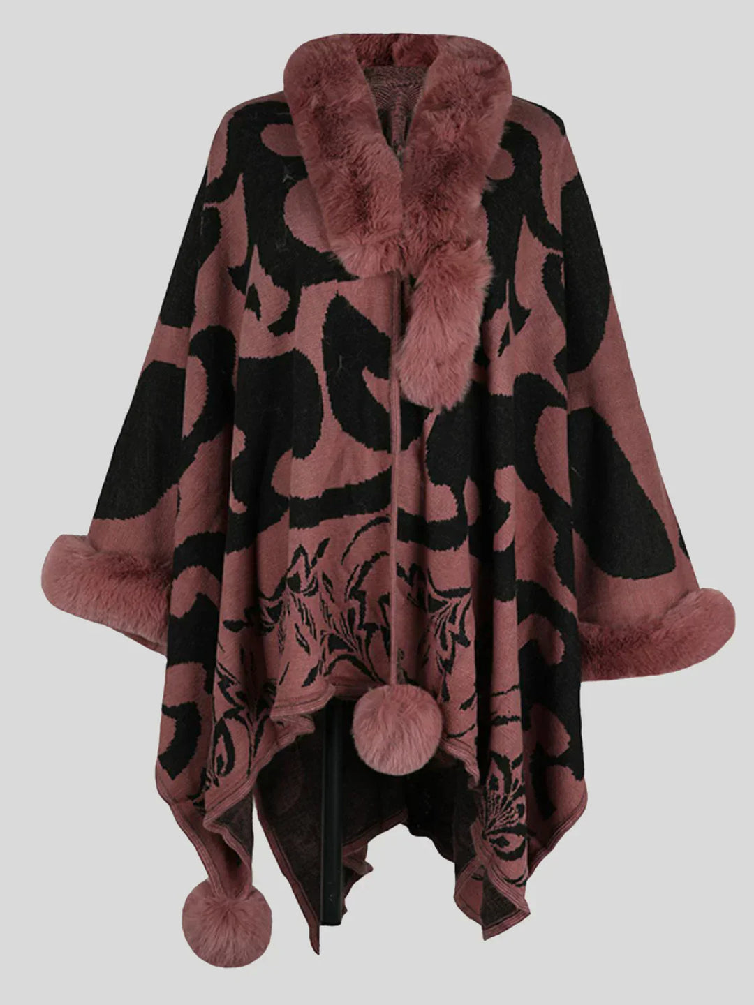 R&B | Stilvolles Poncho für Den Winter mit Druck